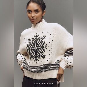 Anthropologie Cream and Black Nordic Sweater NWT